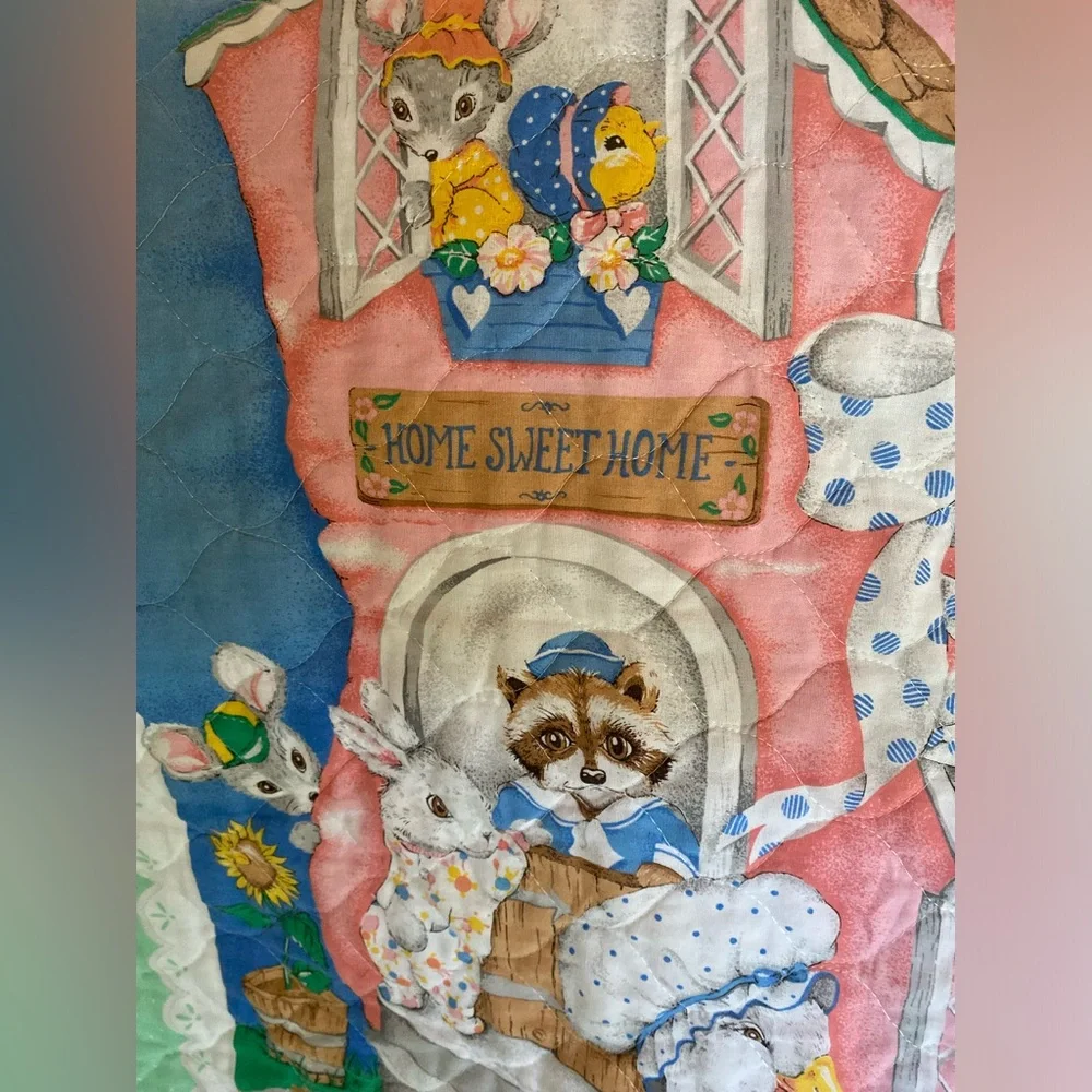 Mother Goose Nursery Rhymes Handmade Baby Quilt 42” Tall X 31” Wide